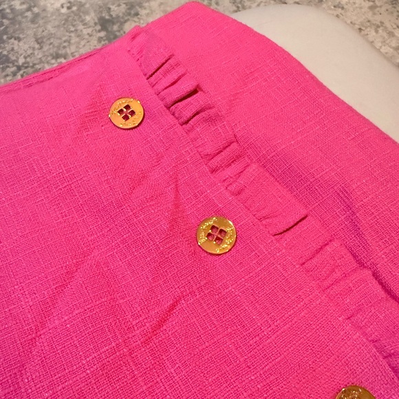 Lilly Pulitzer Vibrant Pink Mini Skirt with Gold Buttons - Picture 6 of 9